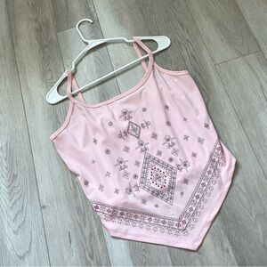 Vintage Bandana Tank Top beaded cami womens Pink (xxxlarge) wild y2k retro party